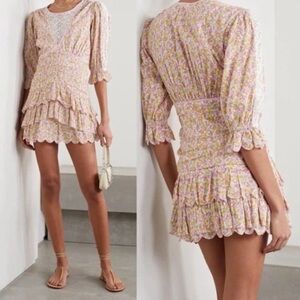 LoveShackFancy Pink Floral Mini Dress